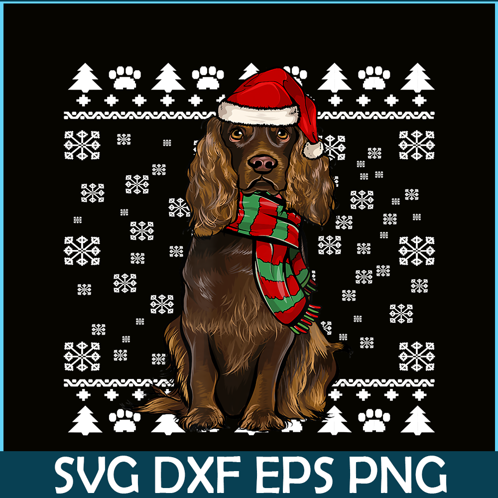 PNG141023109-Boykin Spaniel Dog Santa Hat Xmas Ugly Christmas T-Shirt Png.png