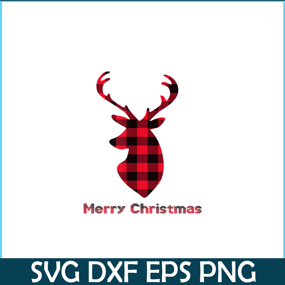 PNG141023111-Buffalo Plaid Reindeer Christmas Tee Santa Hat Merry Xmas T-Shirt Png.png