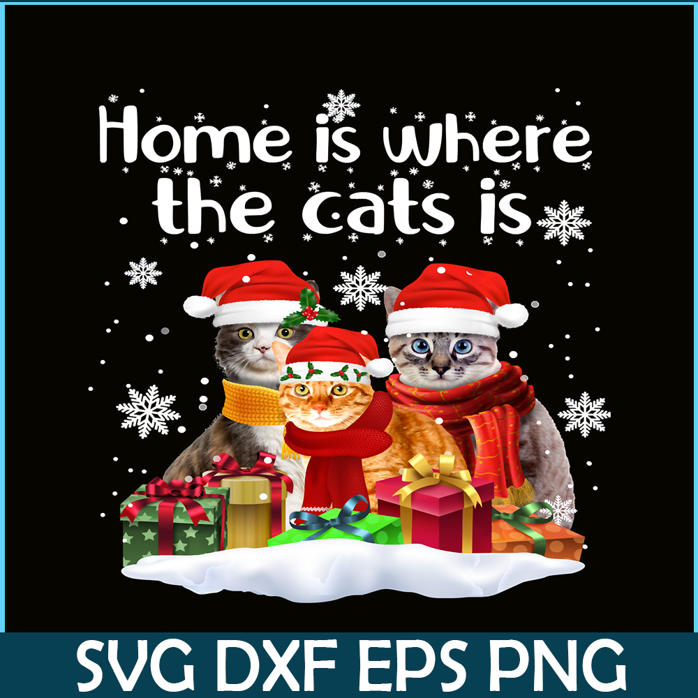 PNG141023122-Cats In Snow Winter Christmas Santa Hat X-mas Kitten Gift Long Sleeve T-Shirt Png.png