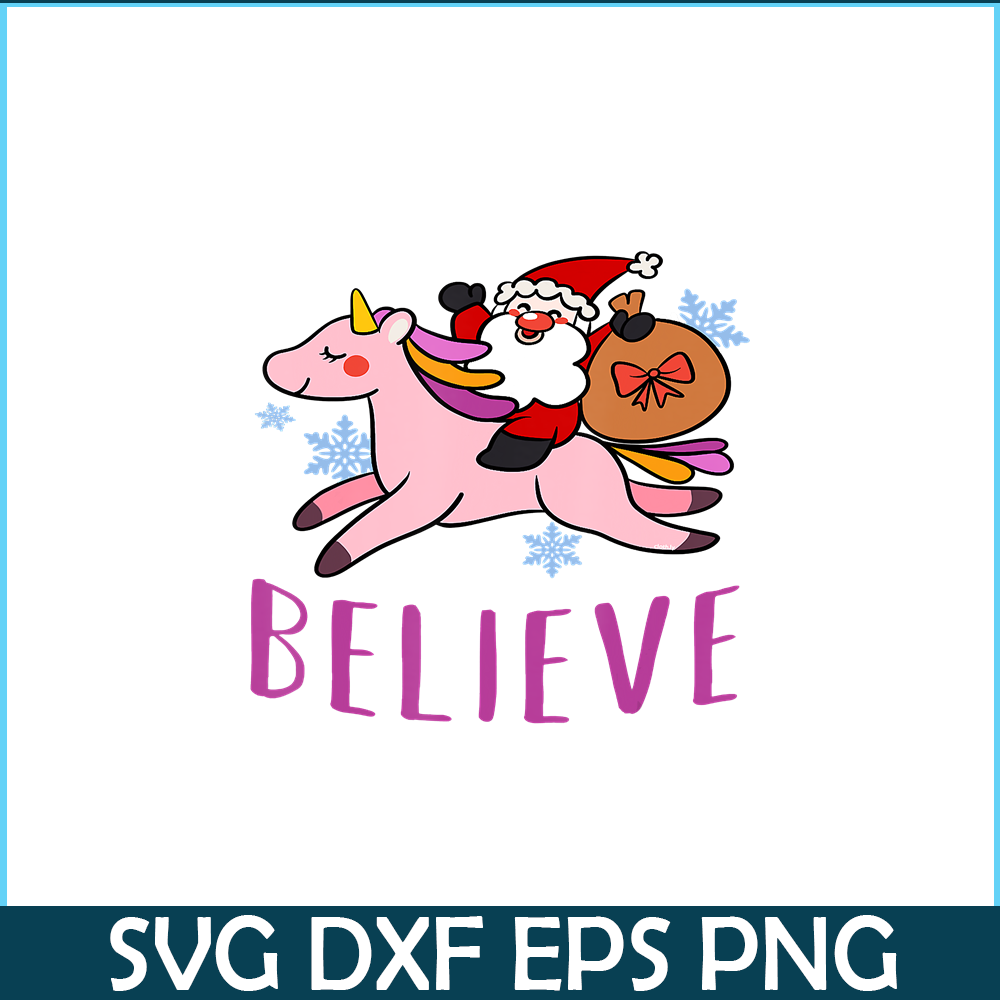 PNG14102366-Unicorn Christmas Believe Cute Santa Unicorn Xmas Girls T-Shirt Png.png