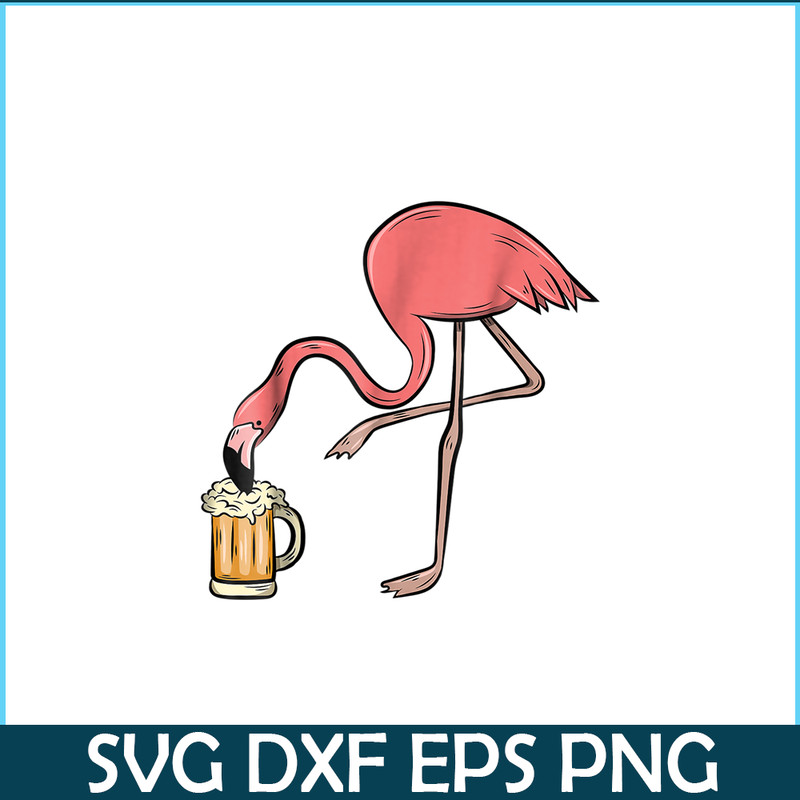 BEER28102322-Flamingo Drinking Beer PNG Funny Pink Flamingo PNG Beer Lover PNG.png