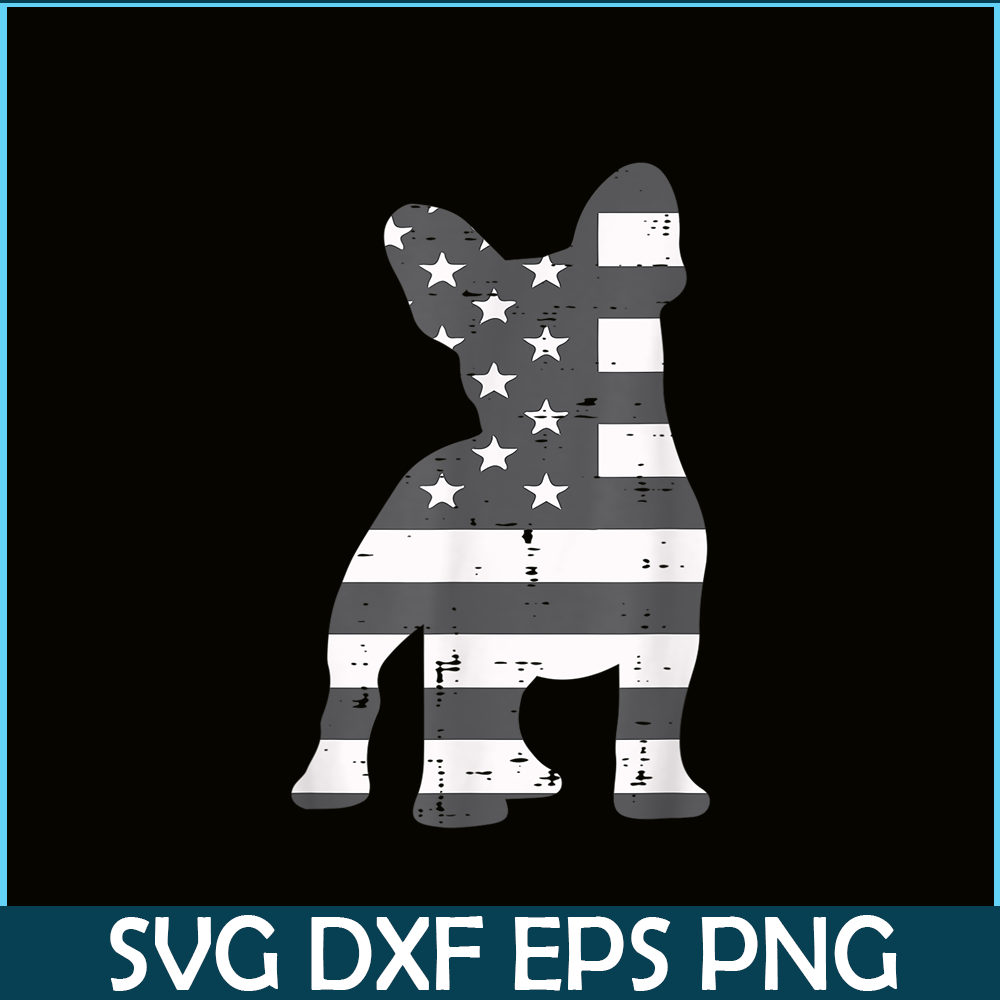 HL161023154-Gray US Flag French Bulldog PNG, Frenchie Bulldog PNG, French Dog Artwork PNG.png