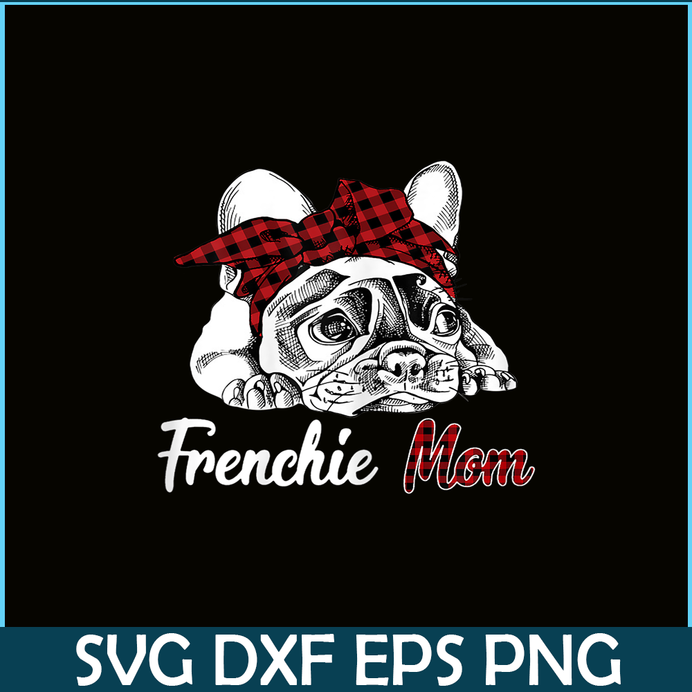 HL161023218-Womens Frenchie Mom French Bulldog With Red Plaid Headband PNG.png