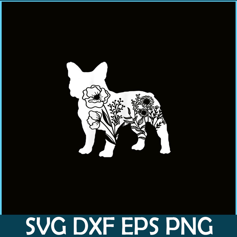 HL16102332-Floral French Bulldog PNG, Dog Lover PNG, Bulldog Mascot PNG.png