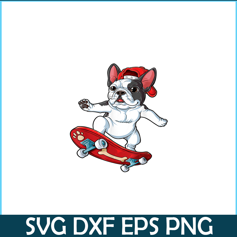 HL16102389-French Bulldog Skateboard PNG, Frenchie Dog Lover PNG, French Dog Artwork PNG.png