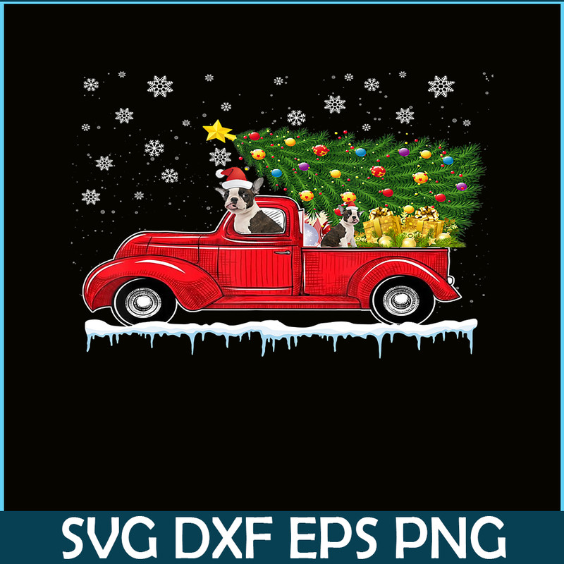 PNG141023105-Boston Terrier Red Car Truck Christmas Tree Santa Xmas Dog T-Shirt Png.png