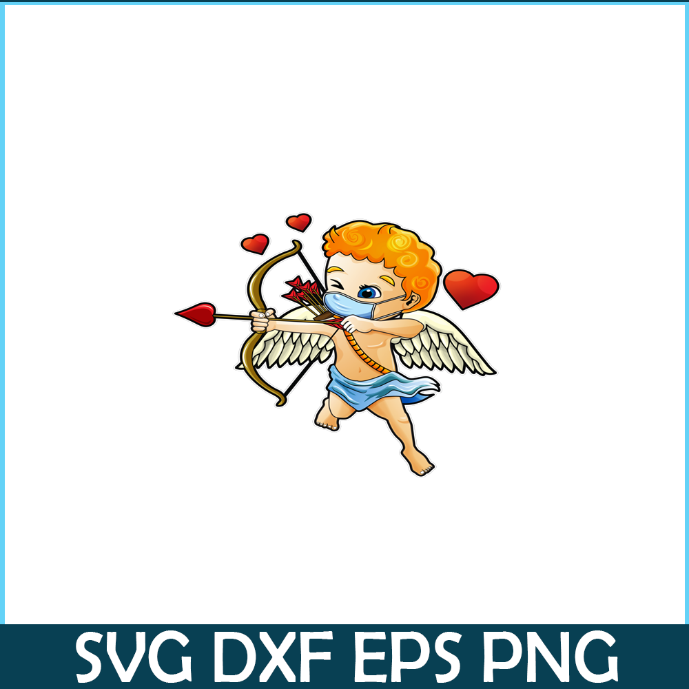 VLT19102325-Cupid Wearing Mask PNG, Lovely Valentine PNG, Valentine Holidays PNG.png