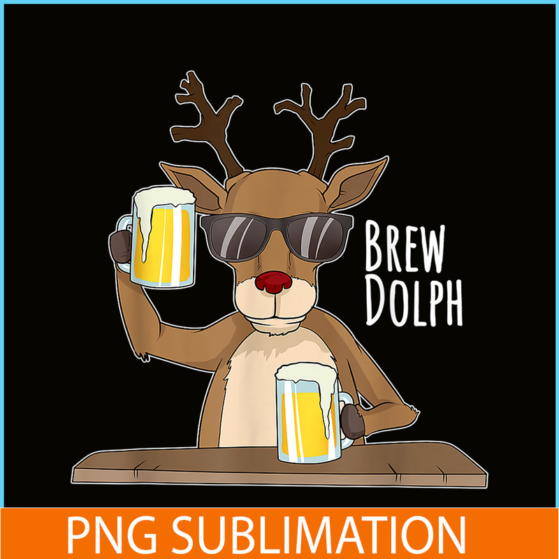 BEER28102314-Brew Dolph PNG Funny Rudolph PNG Christmas Holiday PNG.png