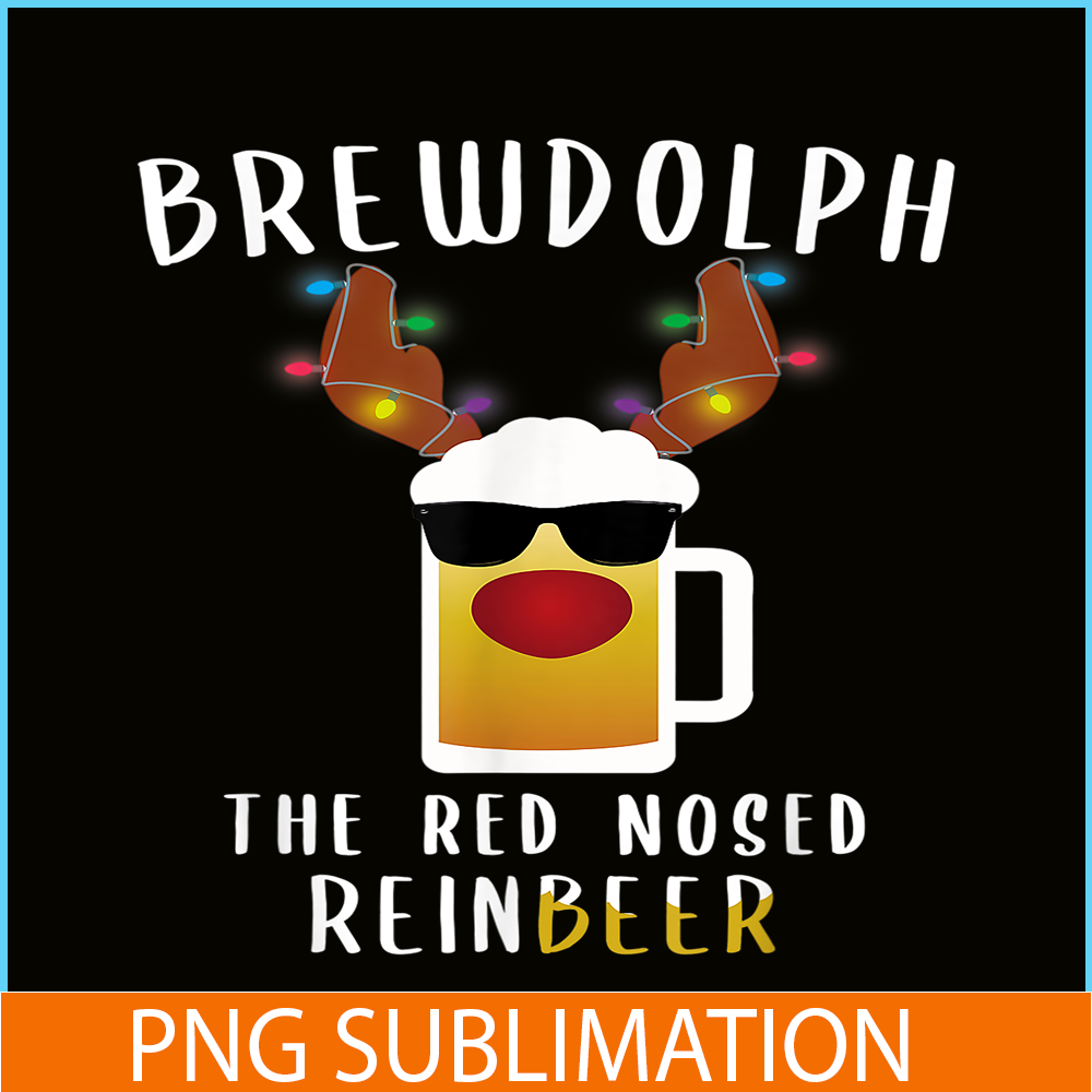 BEER28102368-Brewdolph PNG The Red Nosed Reinbeer PNG Funny Christmas Gift For Beer Lover PNG.png