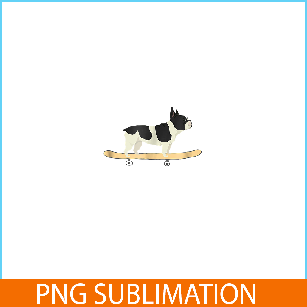 HL161023153-Funny Skateboarding Bulldog Puppy PNG, Frenchie Bulldog PNG, French Dog Artwork PNG.png