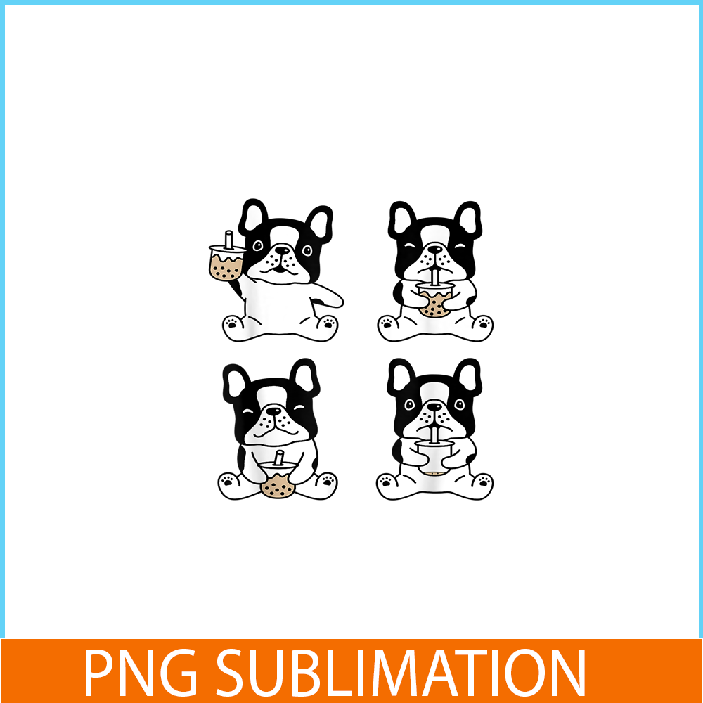 HL161023169-Kawaii French Bulldog Bubble Tea PNG, Frenchie Bulldog PNG, French Dog Artwork PNG.png