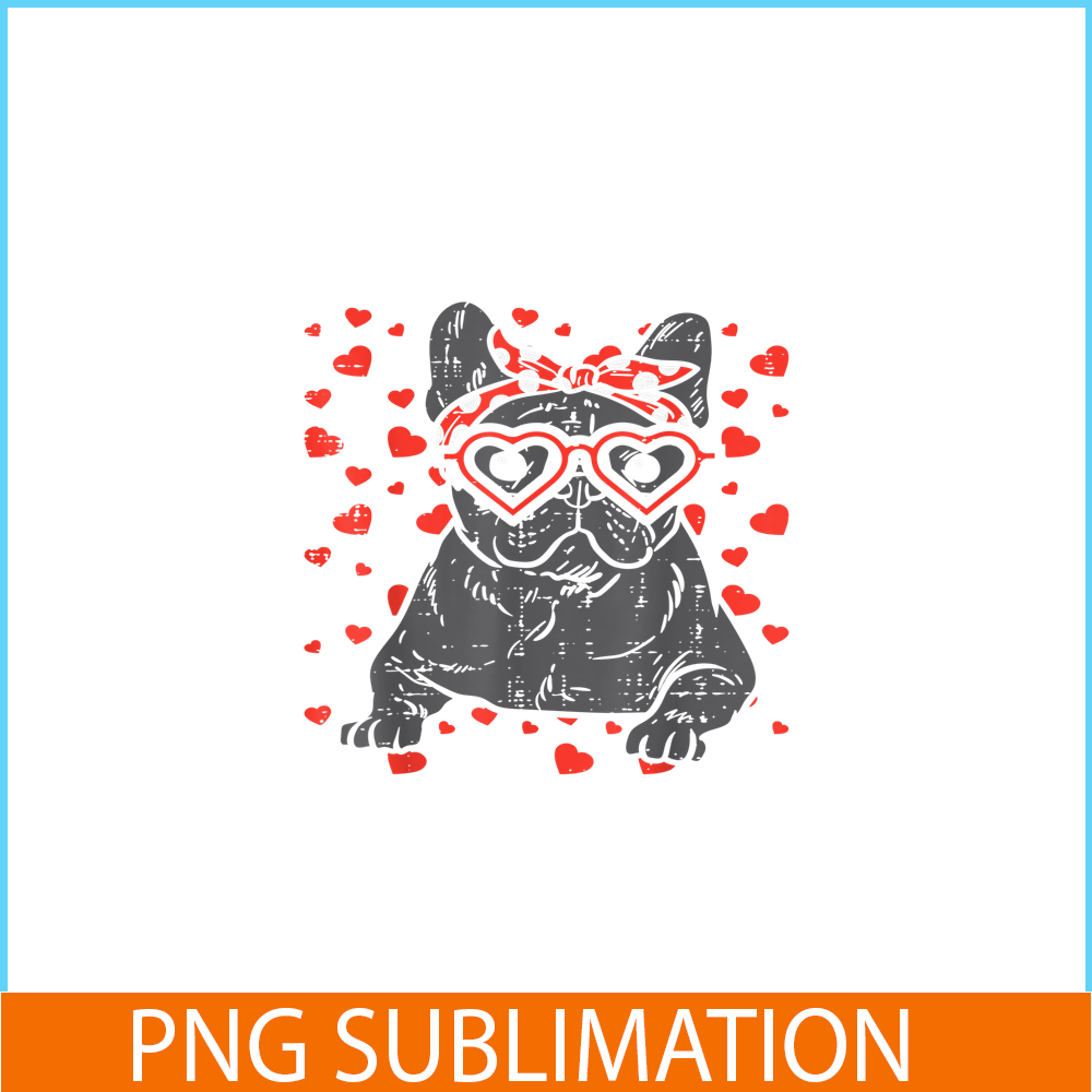 HL16102364-French Bulldog Heart Glasses Valentine Day PNG, Frenchie Dog PNG, French Bulldog Graphic PNG.png