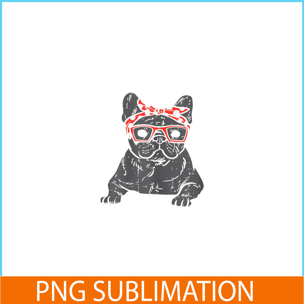 HL16102379-French Bulldog Polka Dot Headband PNG, Frenchie Dog Lover PNG, French Dog Artwork PNG.png