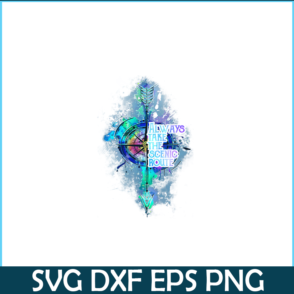 CAMP07112339-Always Take The Scenic Route PNG Camping PNG Blue And Purple Compass PNG.png
