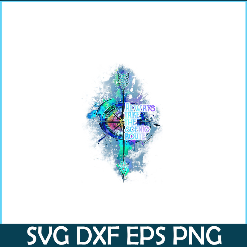 CAMP07112339-Always Take The Scenic Route PNG Camping PNG Blue And Purple Compass PNG.png