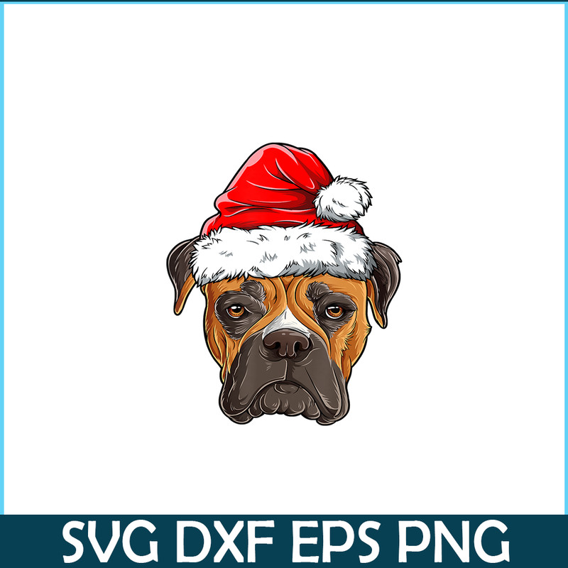 PNG141023107-Boxer Christmas Dog Santa Hat Xmas Boys Kids Girls Gifts T-Shirt Png.png
