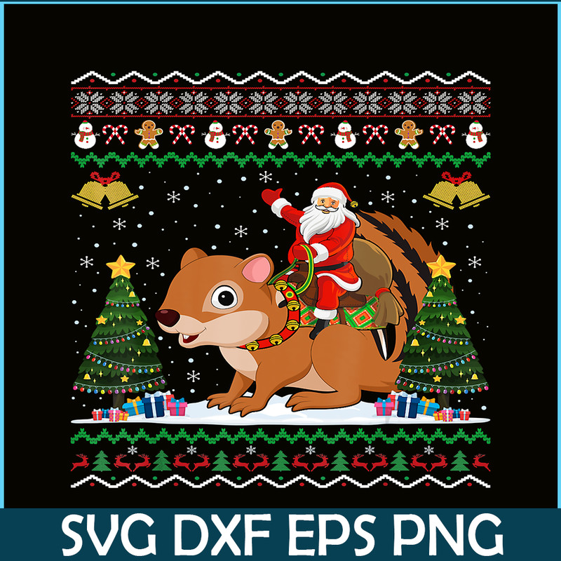 PNG141023132-Chipmunk Ugly Xmas Gift Santa Riding Chipmunk Christmas T-Shirt Png.png