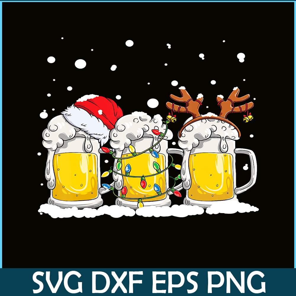 PNG14102392-Beer Christmas Mug Santa Reinbeer Xmas lights Gift Men Women T-Shirt Png.png