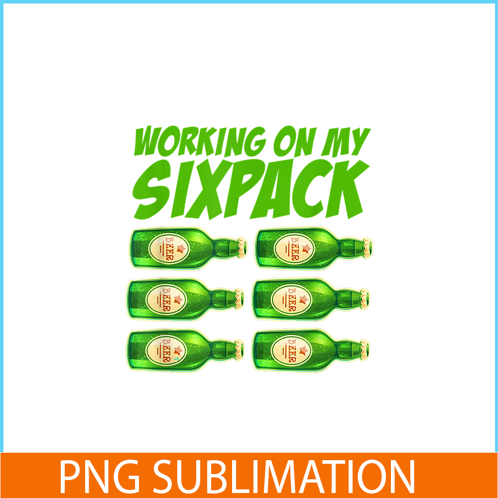 BEER28102379-Working On My Six Pack PNG Funny Beer Gym Gift PNG Beer And Gym PNG.png