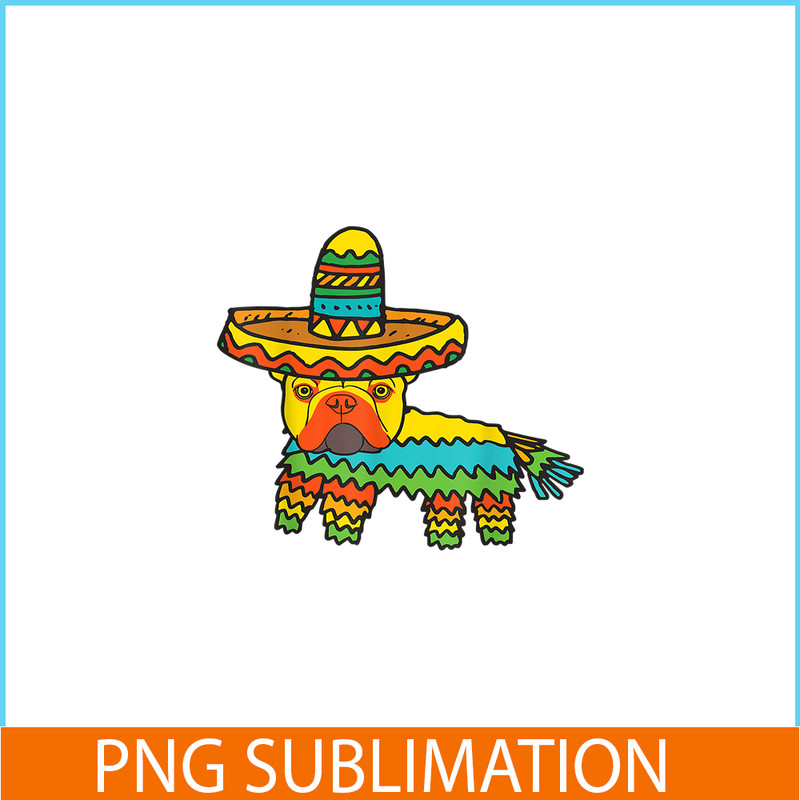 HL16102341-French Bulldog Cinco De Mayo PNG, Funny Pinata Dog PNG, Bulldog Mascot PNG.png