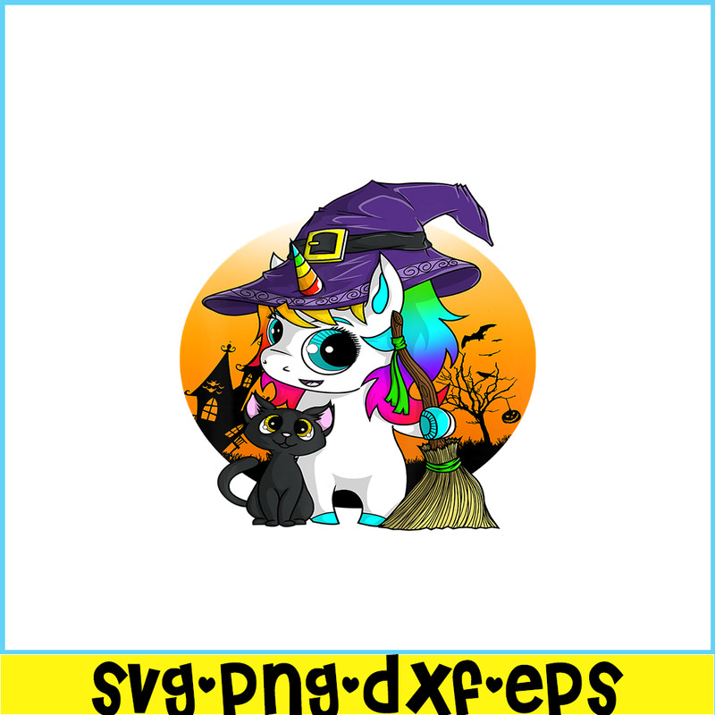 PNG14102369-Unicorn Witch Halloween Black Cat Orange Moon Graphic T-Shirt Png.png