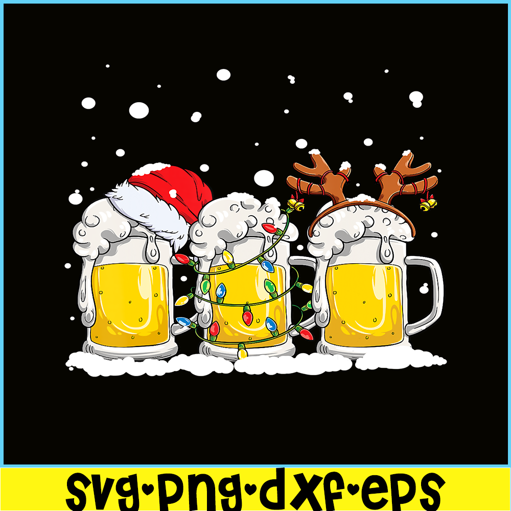 PNG14102392-Beer Christmas Mug Santa Reinbeer Xmas lights Gift Men Women T-Shirt Png.png