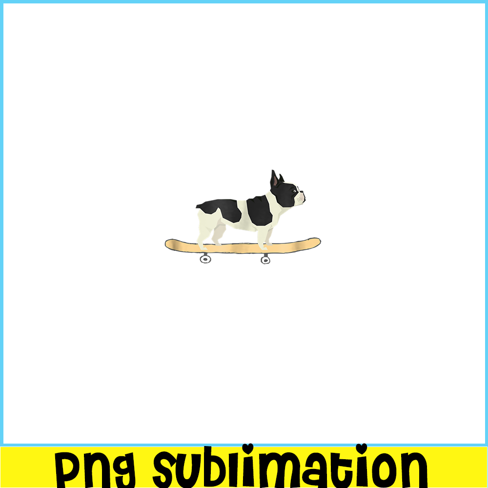 HL161023153-Funny Skateboarding Bulldog Puppy PNG, Frenchie Bulldog PNG, French Dog Artwork PNG.png