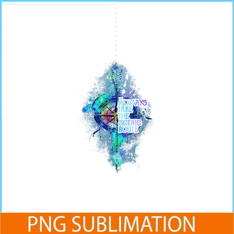 CAMP07112339-Always Take The Scenic Route PNG Camping PNG Blue And Purple Compass PNG.png
