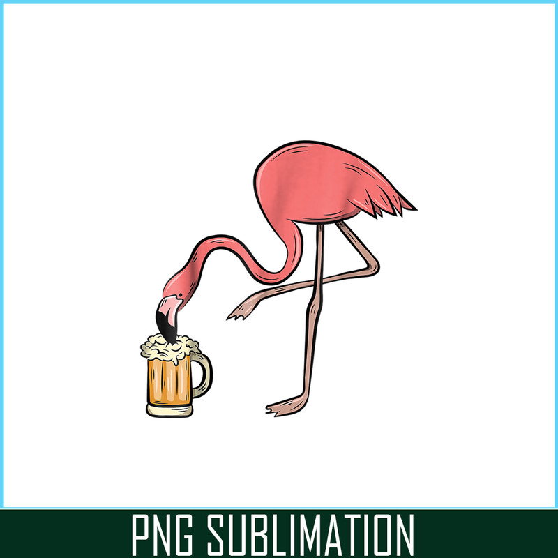 BEER28102322-Flamingo Drinking Beer PNG Funny Pink Flamingo PNG Beer Lover PNG.png