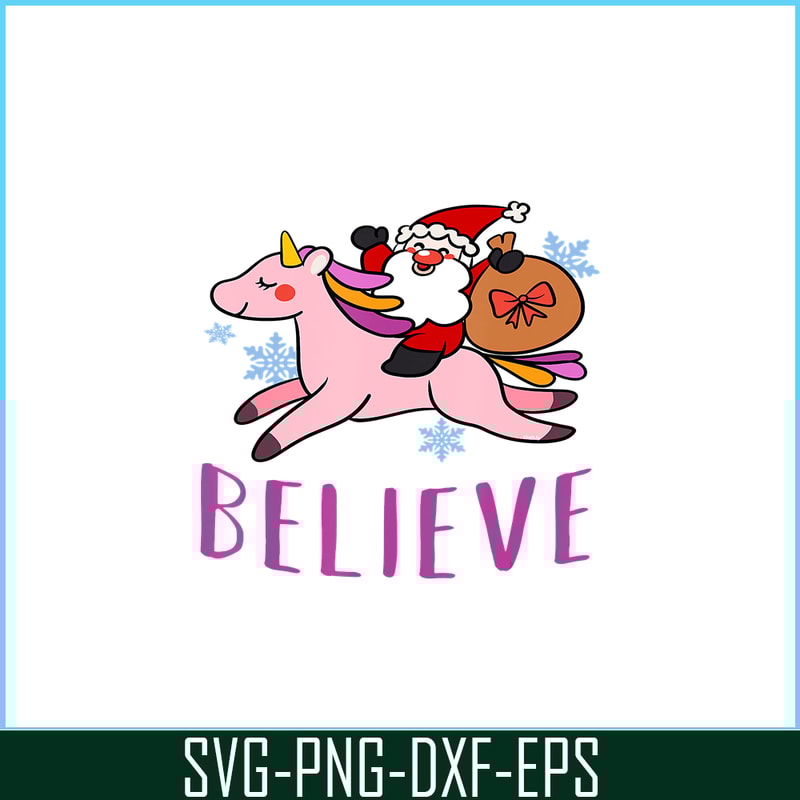 PNG14102366-Unicorn Christmas Believe Cute Santa Unicorn Xmas Girls T-Shirt Png.png