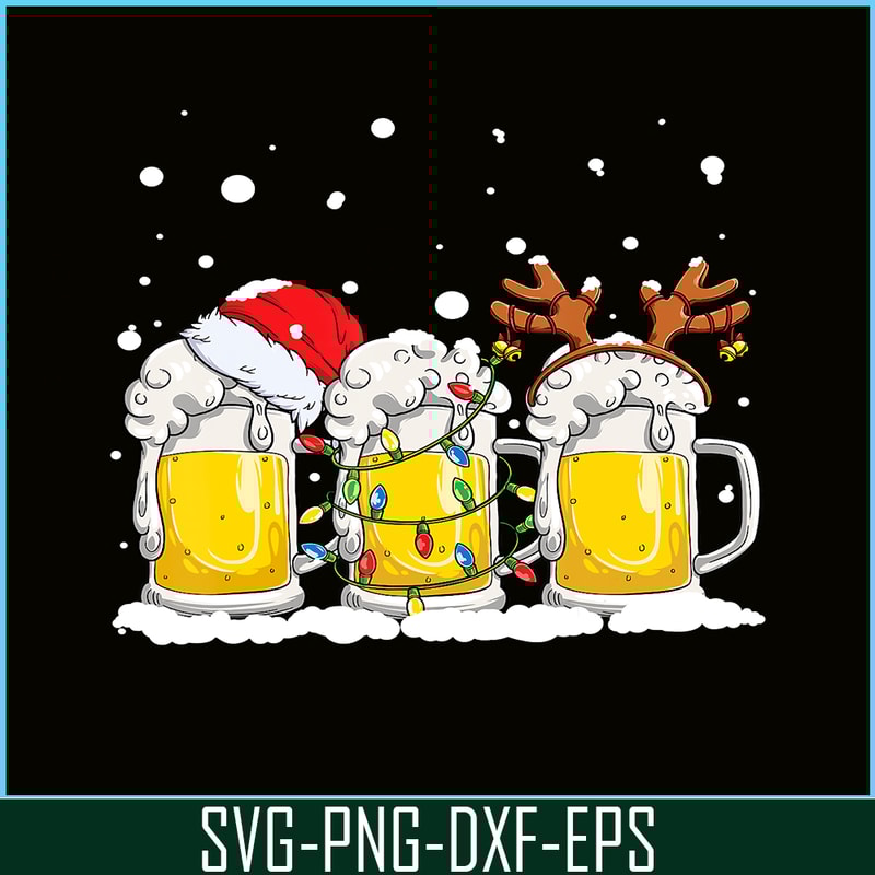 PNG14102392-Beer Christmas Mug Santa Reinbeer Xmas lights Gift Men Women T-Shirt Png.png