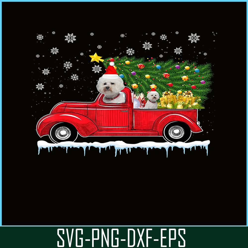 PNG14102397-Bichon Frise Red Car Truck Christmas Tree Santa Xmas Dog T-Shirt Png.png