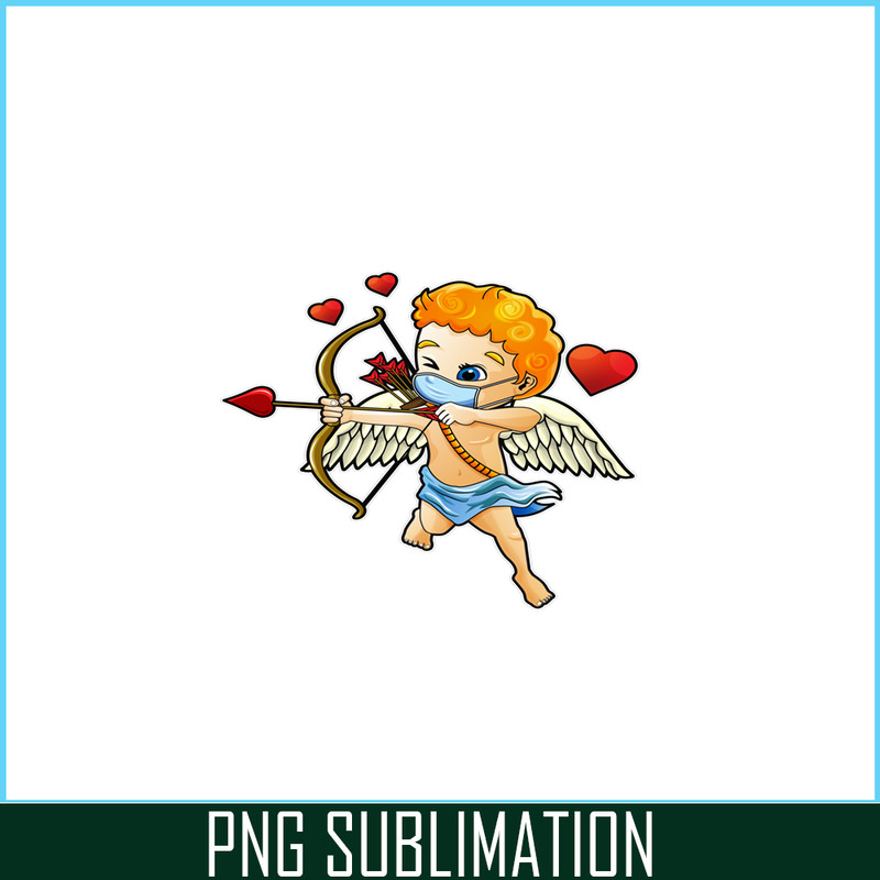 VLT19102325-Cupid Wearing Mask PNG, Lovely Valentine PNG, Valentine Holidays PNG.png