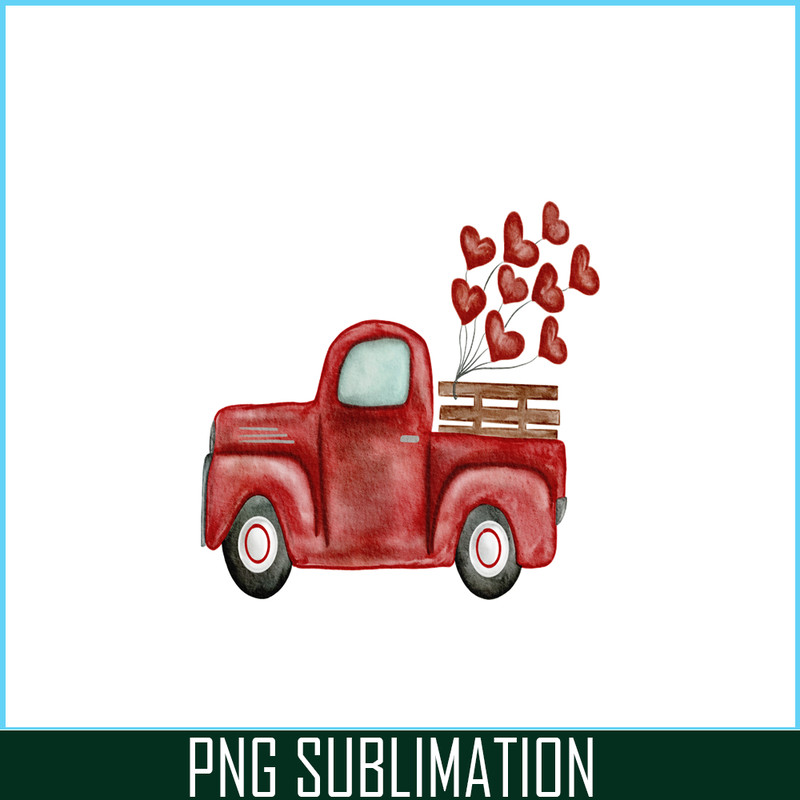 VLT211023106-Red Vintage Truck PNG, Sweet Valentine PNG, Valentine Holidays PNG.png