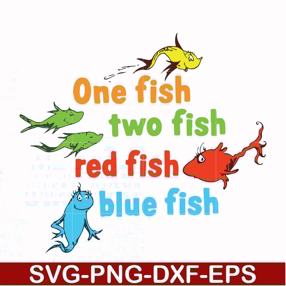 DR0002-One fish two fish red fish blue fish svg, png, dxf, eps file DR0002.jpg
