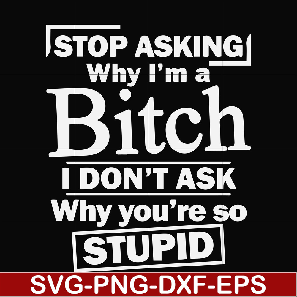 FN000463-Stop asking why I'm a bitch I don't ask why you're so stupid svg, png, dxf, eps file FN000463.jpg