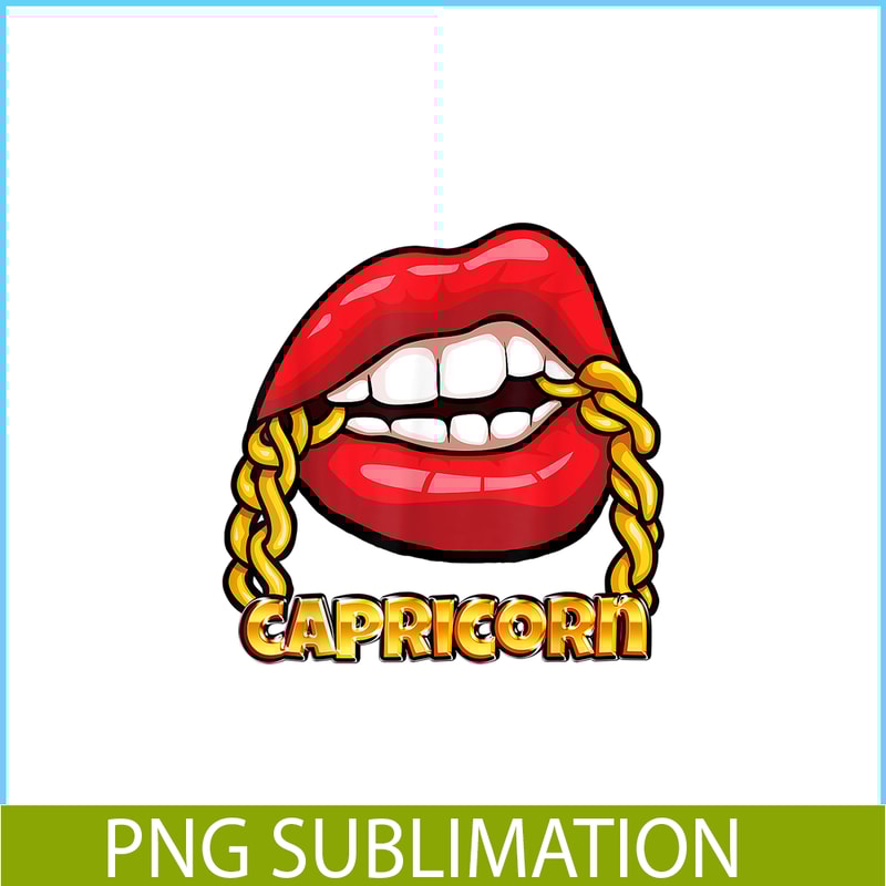 CPB28102362-Juicy Lips Gold Chain Capricorn PNG Zodiac Sign PNG Capricorn PNG.png