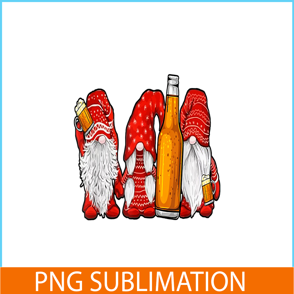 BEER28102334-Santa Gnomes Drinking Beer PNG Christmas Beer PNG Christmas Party PNG.png