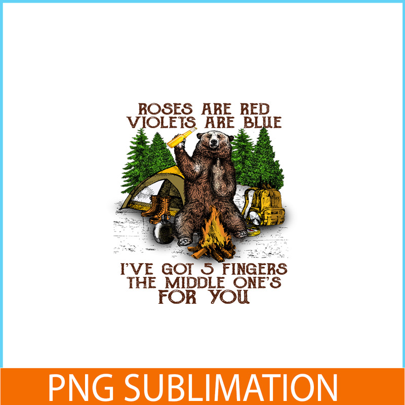 CAMP07112381-The Middle One's For You PNG Camping PNG Bear Holds A Beer PNG.png