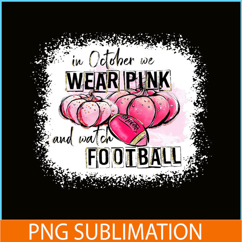 HL14102315-In October We Wear Pink Bleached Print Short Sleeve T-shirt PNG.png