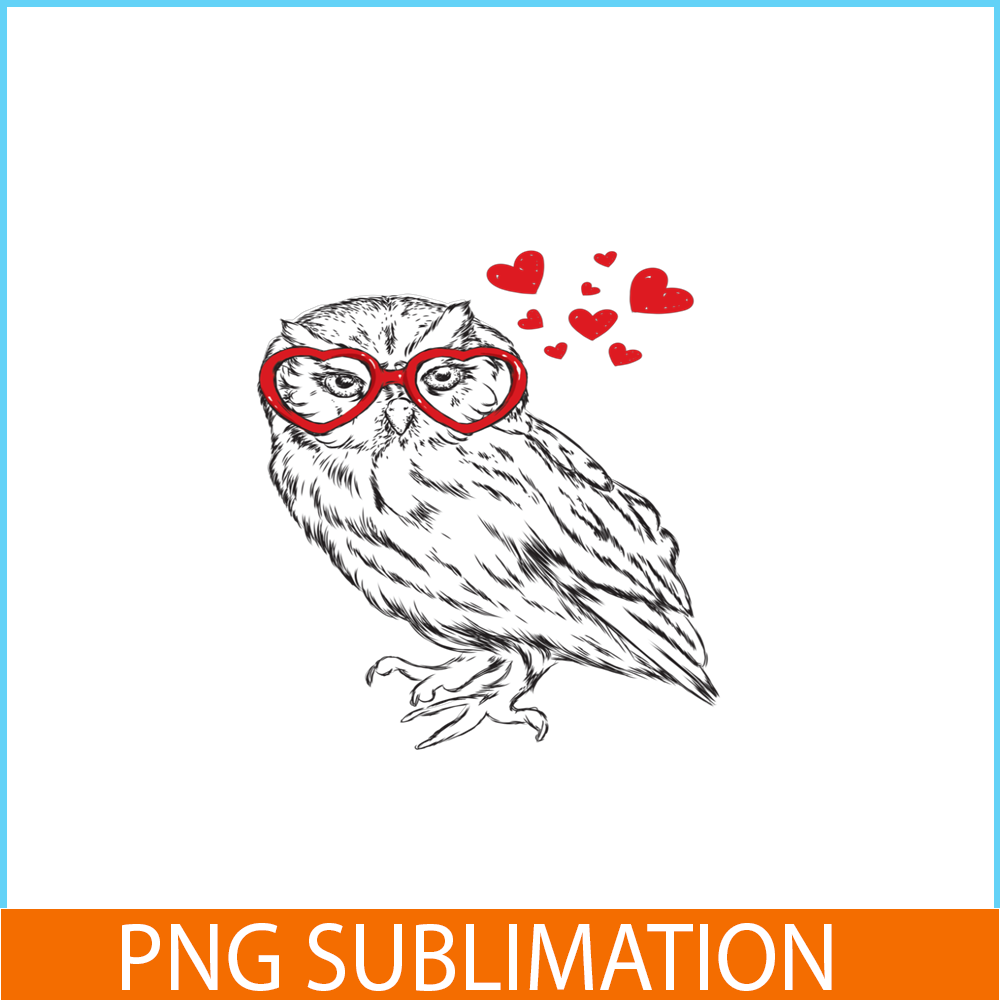 VLT21102341-Owl With Sunglasses PNG, Funny Valentine PNG, Valentine Holidays PNG.png