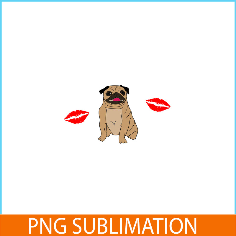 VLT21102347-Pug And Kisses PNG, Animal Valentine PNG, Valentine Holidays PNG.png