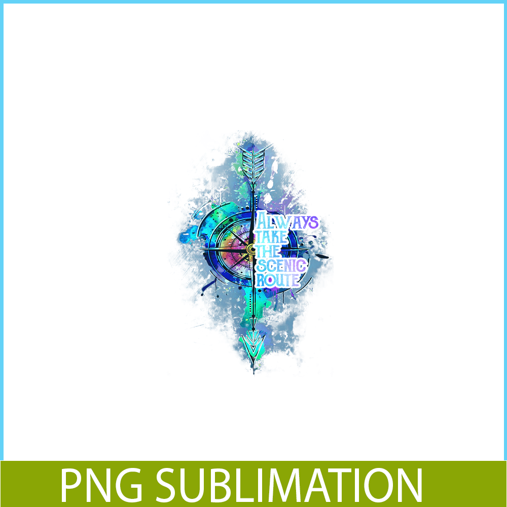 CAMP07112339-Always Take The Scenic Route PNG Camping PNG Blue And Purple Compass PNG.png