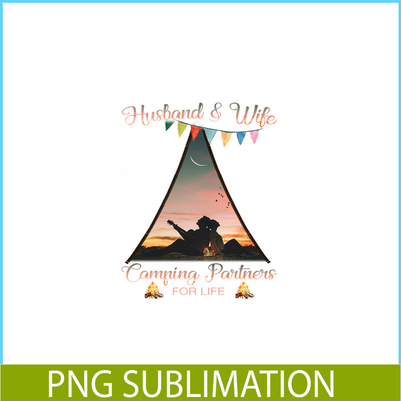 CAMP07112359-Husband And Wife Camping Partner For Life PNG Camping PNG Hut Opened The Scene Of The Couple Sitting At Night PNG.png