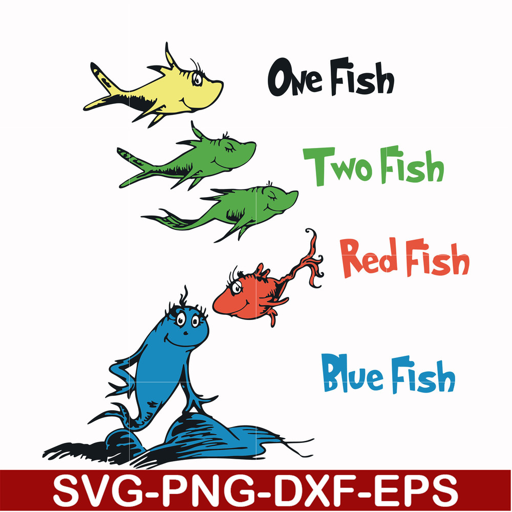 DR000105-One fish two fish red fish blue fish svg, png, dxf, eps file DR000105.jpg