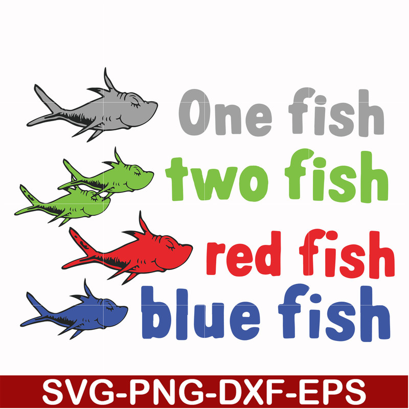 DR00078-One fish two fish red fish blue fish svg, png, dxf, eps file DR00078.jpg