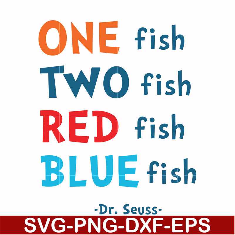 DR00089-One fish two fish red fish blue fish svg, png, dxf, eps file DR00089.jpg