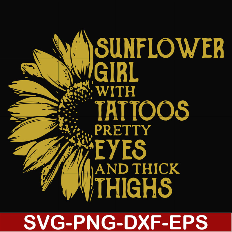 FN000170-Sunflower girl with tattoos pretty eyes and think thights svg, png, dxf, eps file FN000170.jpg