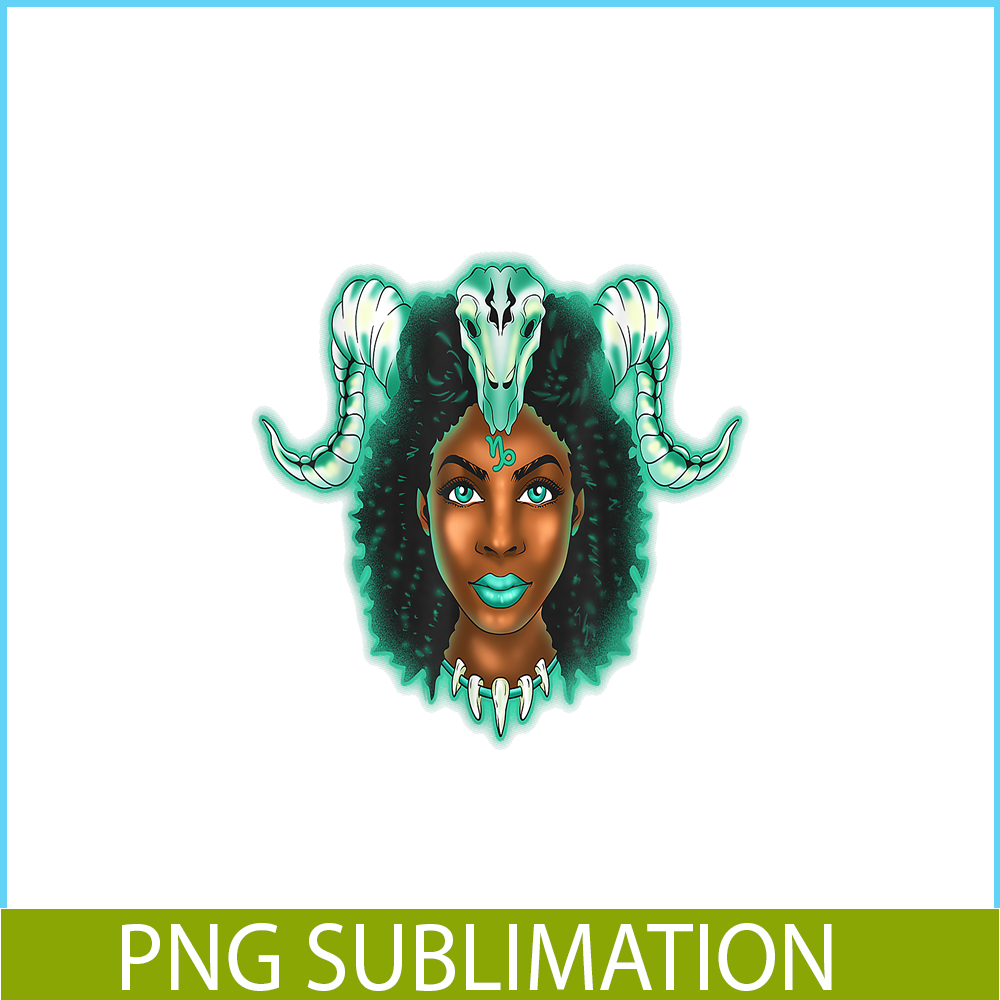 CPB28102347-Capricorn Zodiac PNG Black Girl PNG Magic Astrology Melanin PNG.png