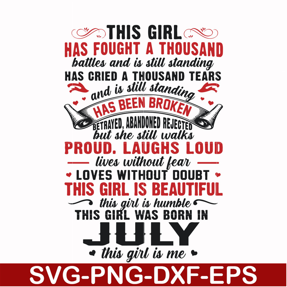 FN0001023-This girl has fought a thousand battles and is still standing this girl was born in July this girl is me svg, png, dxf, eps file FN0001023.jpg